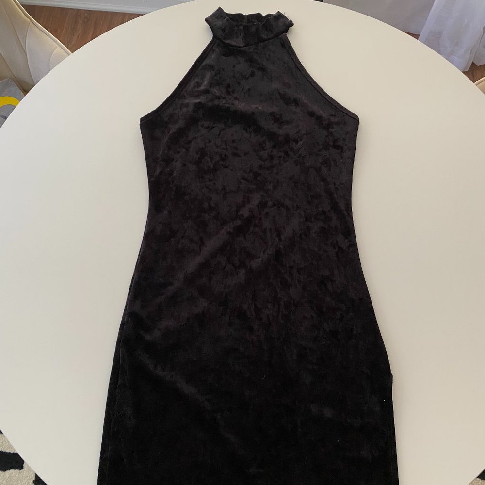 Velvet Midi Dress with thigh slit